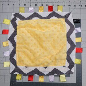 Baby Lovey‎ Blanket Taggies Yellow Gray Chevron Soft Minky Dots Crazze Ribbon